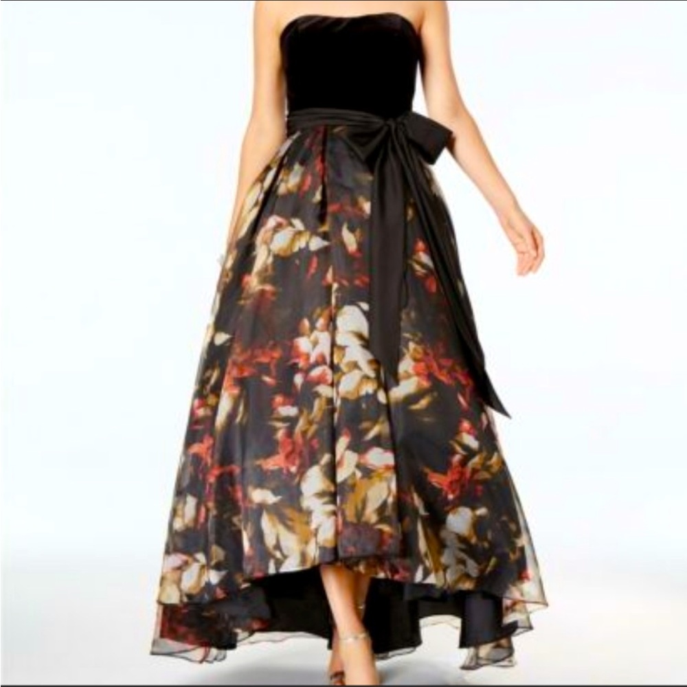 Black velvet bodice, fab floral skirt, & pockets!